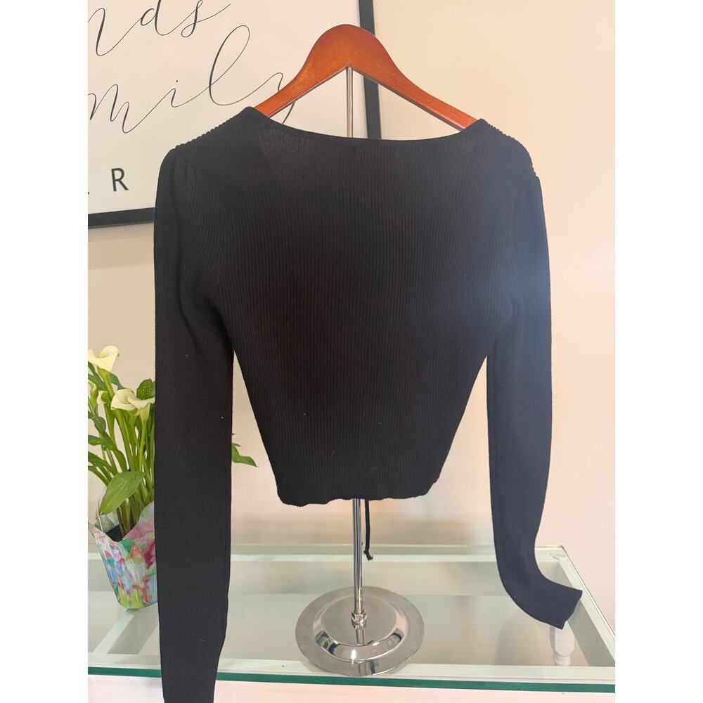 Love Tree Black Cinched Front Ribbed Crop Top - Size Small 🖤 - Picture 6 of 10